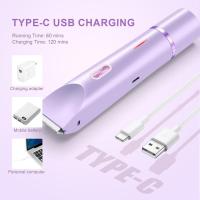 Recortadora de bikini de doble cabezal para mujer, afeitadora eléctrica inalámbrica impermeable, carga USB tipo C, depilación de cuerpo completo, segura y cómoda (púrpura) - details 3