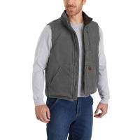 Chaleco de trabajo de algodón de pato con forro sherpa para hombre, chaqueta de lana táctica sin mangas de caza de lona simulada lavada vintage, chalecos de invierno - details 14