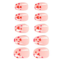 Uñas postizas rosas para el día de San Valentín, colores brillantes y diseño llamativo, adecuadas para uso a largo plazo - details 0
