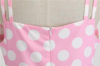 Vestido midi retro de fiesta con estampado de lunares, tirantes finos y cinturón para mujer - details 37