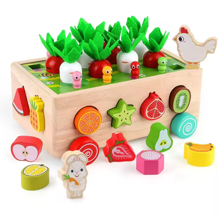 Excitat Juguete de Jardín de Madera Montessori Desarrollo de Habilidades Finas para Niños de 1 a 3 Años - 1