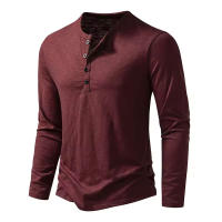 Camisa De Algodón Para Hombre Con Botones Cuello Henley Manga Larga Casual Color Sólido Moda Camisetas Transpirable Ligera Y De Wicking De Humedad - details 10