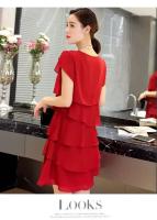 Novedad de verano, vestidos de gasa de retales para mujer, vestido Midi holgado Irregular de manga corta de Color sólido, ropa elegante de moda para mujer - details 2