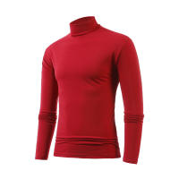 Camiseta de manga larga con cuello medio alto para hombre, Jersey informal de Color sólido, ropa interior - details 21