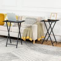 Mesa Auxiliar Plegable de 2, Mesa Lateral para Sofá, Escritorio Pequeño para Portátil, Mesa de TV Plegable pequeña, Estructura de Almacenamiento Fácil, Marrón Rústico y Negro EBF25BZ01 - details 19
