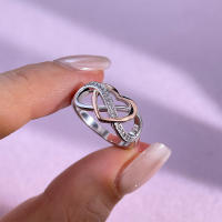 Anillo de Plata de Ley 925 para mujer, sortija romántica con nudo de corazón cruzado, rosa, ideal para boda, fiesta de citas, regalo de joyería - details 1