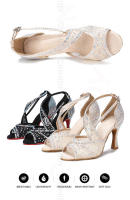 Zapatos de baile latino de suela roja para mujer, zapatos de baile de salón de Tango, tacón cubano, zapatos de boda con diamantes de imitación, sandalias para mujer - details 3
