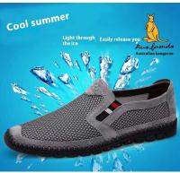 Sandalias deportivas informales ligeras de piel de cerdo para hombre con logo de canguro, correas antideslizantes, estilo de caminar de verano, tenis transpirables - details 2