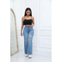 Vaqueros azules sueltos con agujeros para mujer, pantalones acampanados, moda 2025, cintura media para adolescentes - details 10