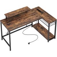 Forma de L con Tomas de Corriente y Luces LED, Escritorio Esquinero con Estantes, Reversible para Ordenador para el Hogar, Oficina, Dormitorio, Espacio Pequeño, 106,5 cm - details 34