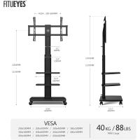 Soporte TV de Pie con Ruedas Blanco para Pantallas de 32 a 70 Pulgadas,Giro de 60 ° ,MAX VESA 600*400mm,Ajuste de Altura,Gestión de Cables, Soporte TV Ruedas con 2 Estantes y Base Madera - details 13