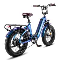 FAFREES F20 Master Bicicleta Eléctrica, Marco de Fibra de Carbono, Motor de 500W, Batería de 48V 22.5Ah, Neumáticos de 20*4,0 Pulgadas de Espesor, Frenos hidráulicos dobles, SHIMANO de 7 Velocidades, Pantalla LCD en color, Azul - details 1