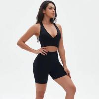 Conjunto deportivo Top deportivo transpirable, secado rápido, cuello en V, tejido de nailon - details 5