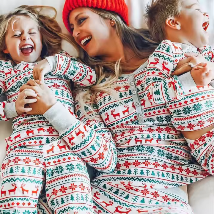 Pijamas navideños a juego para la familia, conjunto de ropa para padre, madre e hijo, Año Nuevo, 2023 - 1