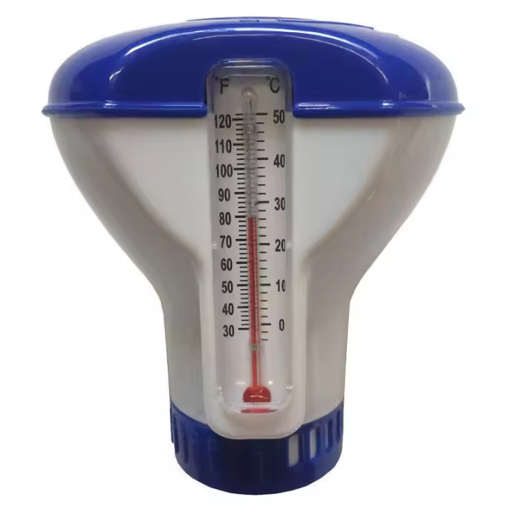 Dispensador flotante de cloro para piscina con termómetro, alimentador de tabletas ajustable para piscinas, Spa, clorador automático - 1