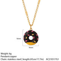 Lindo collar colgante de donuts, joyas doradas femeninas, cadena larga de acero inoxidable, collar estrangular punk para mujer - details 2