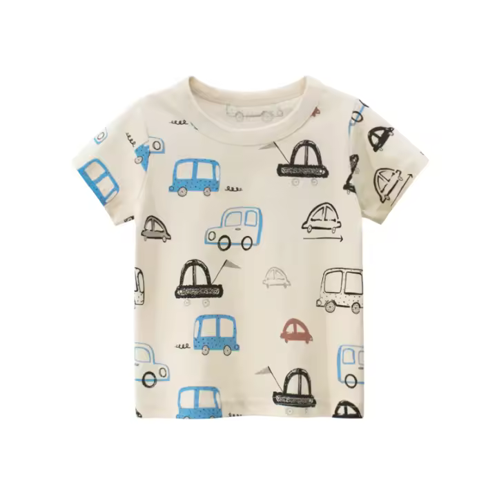 Camiseta de algodón con cuello redondo para niños, camiseta de manga corta para niños de 2 a 7 años, camisetas de verano para niños - 1
