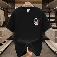 Camiseta de Algodón con Patrón Diseño Suelto y Casual Manga Corta Talla Grande Textura Brillante - details 2