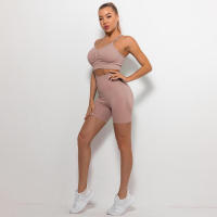 Conjunto de Yoga Sin Costuras para Mujeres Bra y Shorts Ropa De Gimnasio de Cintura Alta - details 16