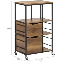 Carrito de cocina con 1 cajón móvil, carrito de servicio multiusos con 1 estante y 2 cajones 60 x 45 x 90 cm - details 7