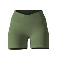 Crossover mujeres deporte gimnasio entrenamiento correr cintura alta Yoga Push Up cadera sin costuras Fiess Shorts - details 53
