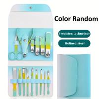 Juego de manicura profesional, Kit de pedicura profesional con gradiente de acero inoxidable, tijeras para uñas, Kit de aseo con Estuche De Viaje de cuero - details 5
