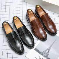2025 Zapatos de vestir informales formales de negocios minimalistas de estilo británico para hombres Oxfords de cuero con punta afilada y versátiles suaves - details 4