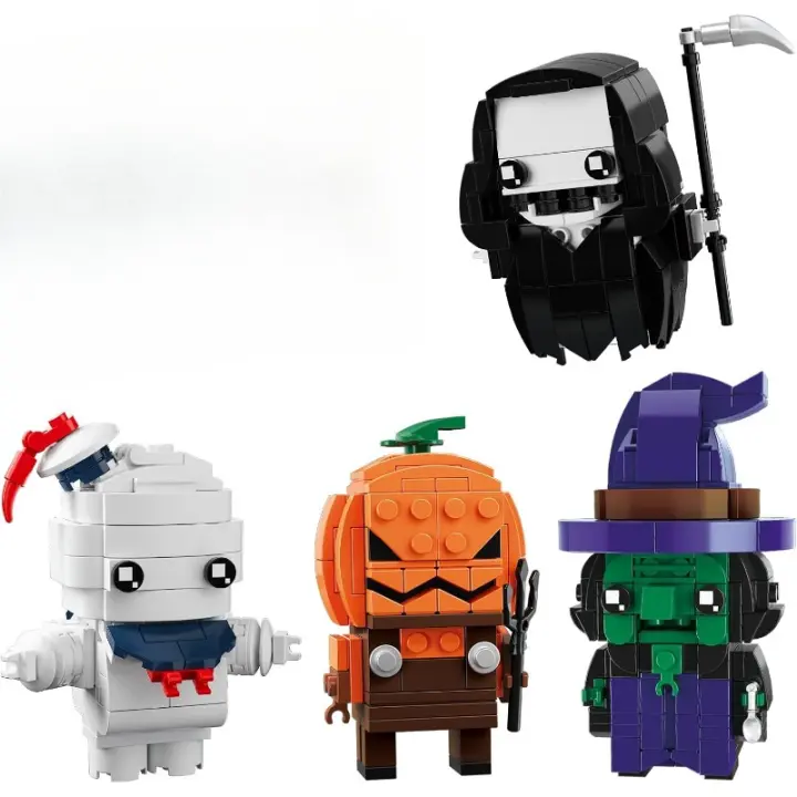 Kit de bloques de construcción de diablo de bruja fantasma de calabaza de Halloween para niños, juego de números de ladrillo de Halloween, regalo de juguete para niños, bolsa de dulces de recuerdo de fiesta para niños y niñas de 6 años - 1