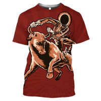 Camiseta de toro español para hombre, Tops con estampado 3D, sudadera de manga corta a la moda, jersey de cuello redondo de verano, ropa informal - details 1