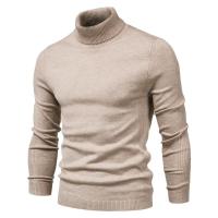 Jersey informal de cuello alto para hombre, suéter de punto, Color sólido - details 3