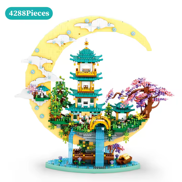 Bloques de construcción creativos Luna Leyenda Cascada Estanque Castillo Casa en el árbol Conjunto de vista Ciudad Modelo Ladrillos Juguetes para Regalos del Día del Niño - 1