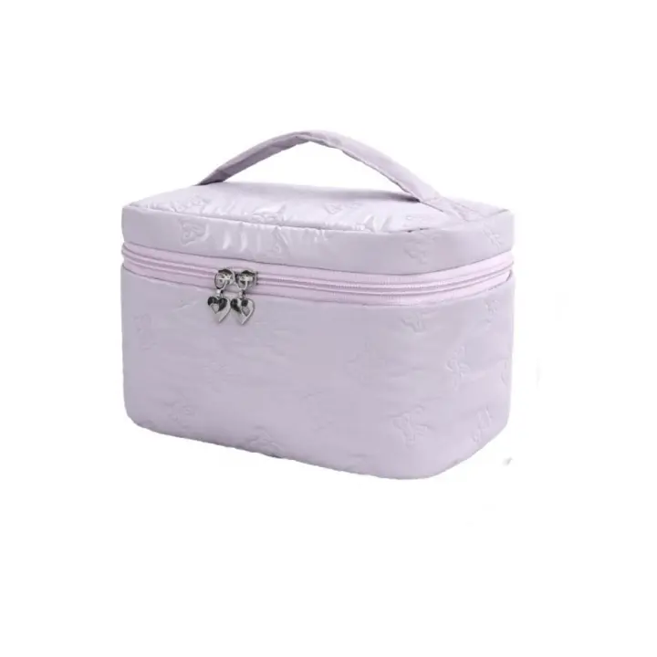 Bolsa de maquillaje de gran capacidad para mujer, bolsa cuadrada de mano para viaje, bolsa de baño con doble cremallera, bolsa de almacenamiento de cosméticos a prueba de polvo para el hogar - 1