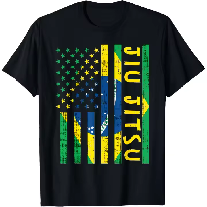 Camiseta de arte marcial brasileño patriótico Jiu Jitsu con bandera de Brasil de EE. UU. para hombre - 1