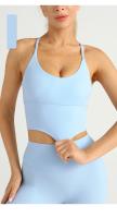 Sujetador deportivo de Color liso para mujer, ropa interior Sexy con espalda cruzada Y forma de Y, ideal para gimnasio, Yoga, trotar Y entrenamiento - details 9