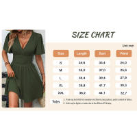 Vestido elegante de manga larga/corta para mujer estilo casual con cuello en V - details 4