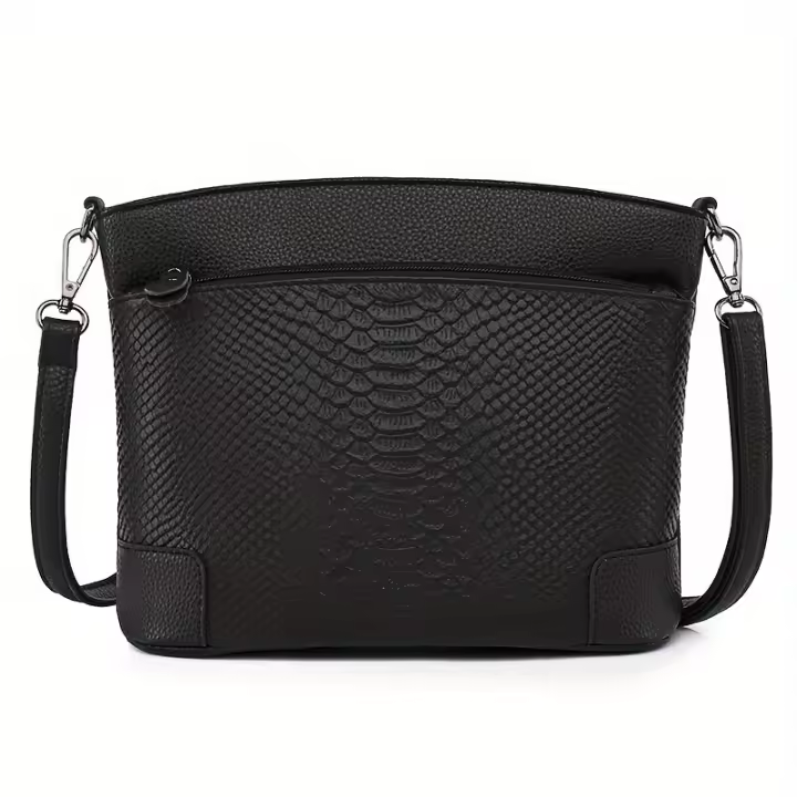 Elegante bolso cruzado de cuero genuino para mujer de gran capacidad, bolso de hombro suave con cierre de cremallera y correa extraíble - 1