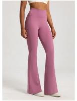 Pantalones desnudos de cintura alta para mujer, pantalones elásticos con parte inferior acampanada para ejercicio físico, informales, para correr al aire libre, Yoga - details 2