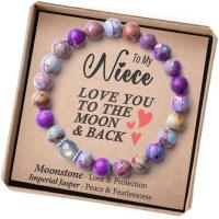 pulsera de piedra volcánica para hombre y mujer, brazalete de cuerda elástica, regalo para el Día del Padre, piedra lunar volcánica,Pulsera de regalo del Día de la Madre - details 3