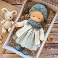 Muñeca de algodón Waldorf, figura de artista artesanal, tejido de pulgar de Navidad - details 10