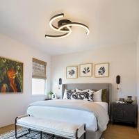Plafón LED de Techo Negro Creativo, Luz Blanca Cálida de 3000K, Iluminación Interior Nórdica, 24W, 52x52x7 CM - details 3