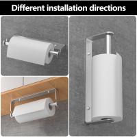 Soporte de Toallas de Papel para Cocina o Baño Montaje Adhesivo o de Perforación Paquete de 2 Plata - details 0