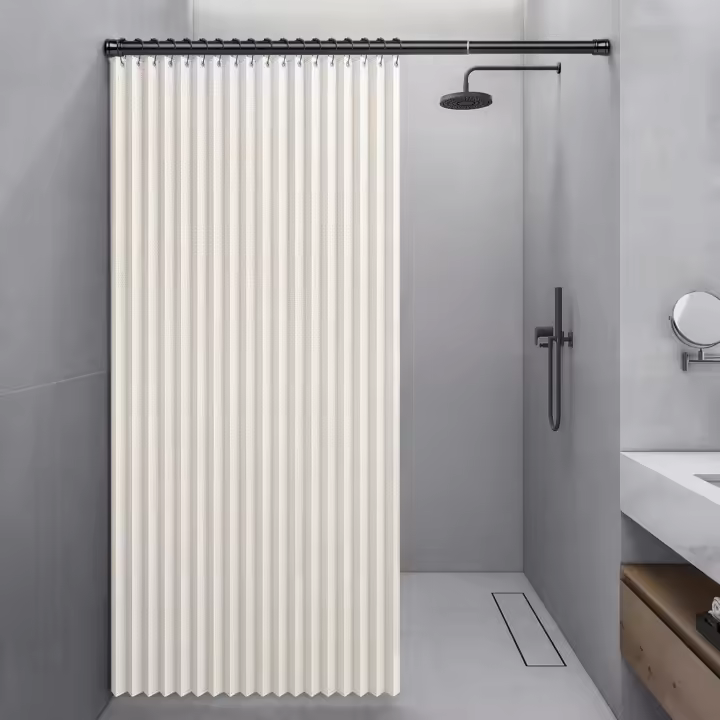 Momooda Cortina de Ducha Plegable Resistente, Cortina de Ducha de Lino antimoho con imán a Prueba de Salpicaduras, Cierre rápido, Gris, 120x200cm - 1