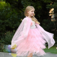 Girl Costume Children Elegant Dress Cape Kids Christmas Halloween Party Supply Girl Tulle Cloak Elsa Rapunzel Cosplay Accessory - details 26