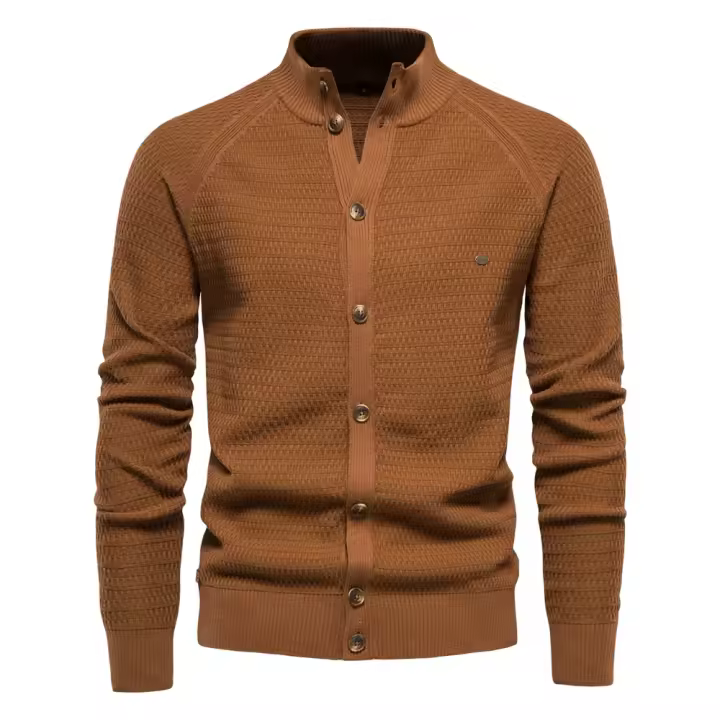Suéter de punto para hombre, suéter de algodón de alta calidad con botones y cuello simulado para hombre, suéteres de invierno de diseñador de moda para hombre - 1