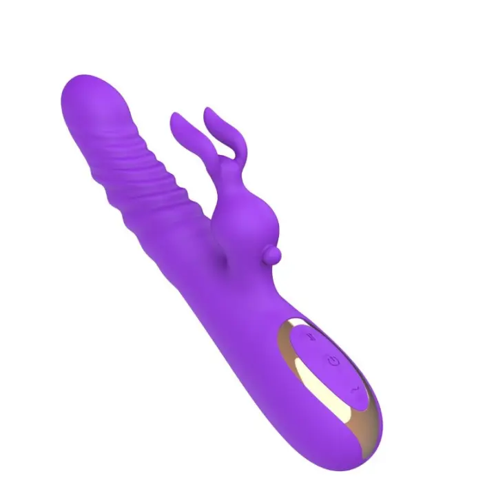Juguetes sexuales, masturbador femenino, vibrador AV telescópico de conejo, vibrador de punto G de doble choque, vibrador telescópico de pene de simulación femenino - 1
