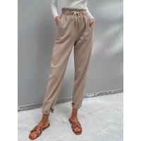 Pantalones rectos de cintura alta para mujer, pantalón holgado clásico, de lino, para primavera y otoño - details 2