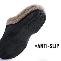 Zuecos de piel para mujer, zapatillas de moda peludas para hombre, calzado para jardín, zapatos de casa impermeables para exteriores, zapatos de trabajo antideslizantes para invierno para hombre - details 8