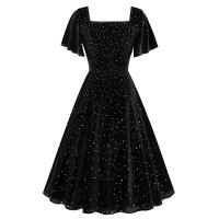 Elegante Vestido de Verano para Mujer Ouwu Color Sólido, Manga Corta, Cuello Cuadrado, Estilo Midi, Moda de los 50s-60s - details 12