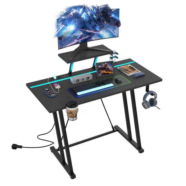 Rcynview Mesa de Juegos LED Altura de 77.5cm, Ancho de 100cm, Profundidad de 50cm - 1