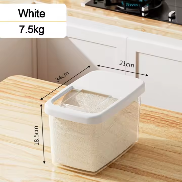 Cubo de arroz a prueba de humedad, contenedor de cereales transparente duradero a prueba de fugas, caja de almacenamiento de granos de arroz sellada impermeable conveniente - 1